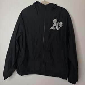Men’s MLB Athletics A’s Zip-Up Baseball Jacket – Black – Size M